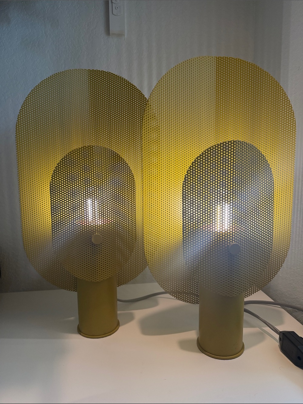 Blu Dot - Modern Perforated Metal Table Lamp set of 2 - Yellow